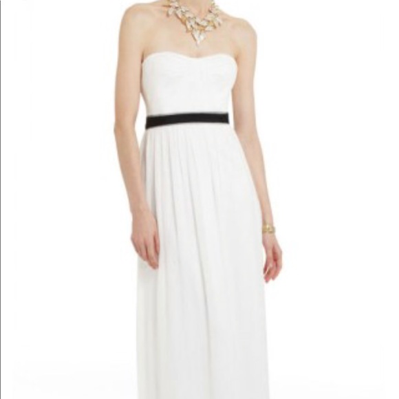 BCBG White Chiffon Strapless Dress—long - Picture 1 of 1
